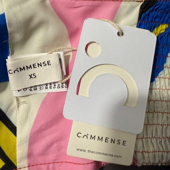 Commense Crop Top Women's Extra Small Tie Straps Shirred Back Abstract Print XS - Picture 9 of 11